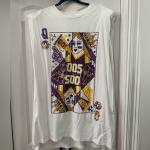 Queen of Sparkles Purple/Gold Card Tee Dress XL